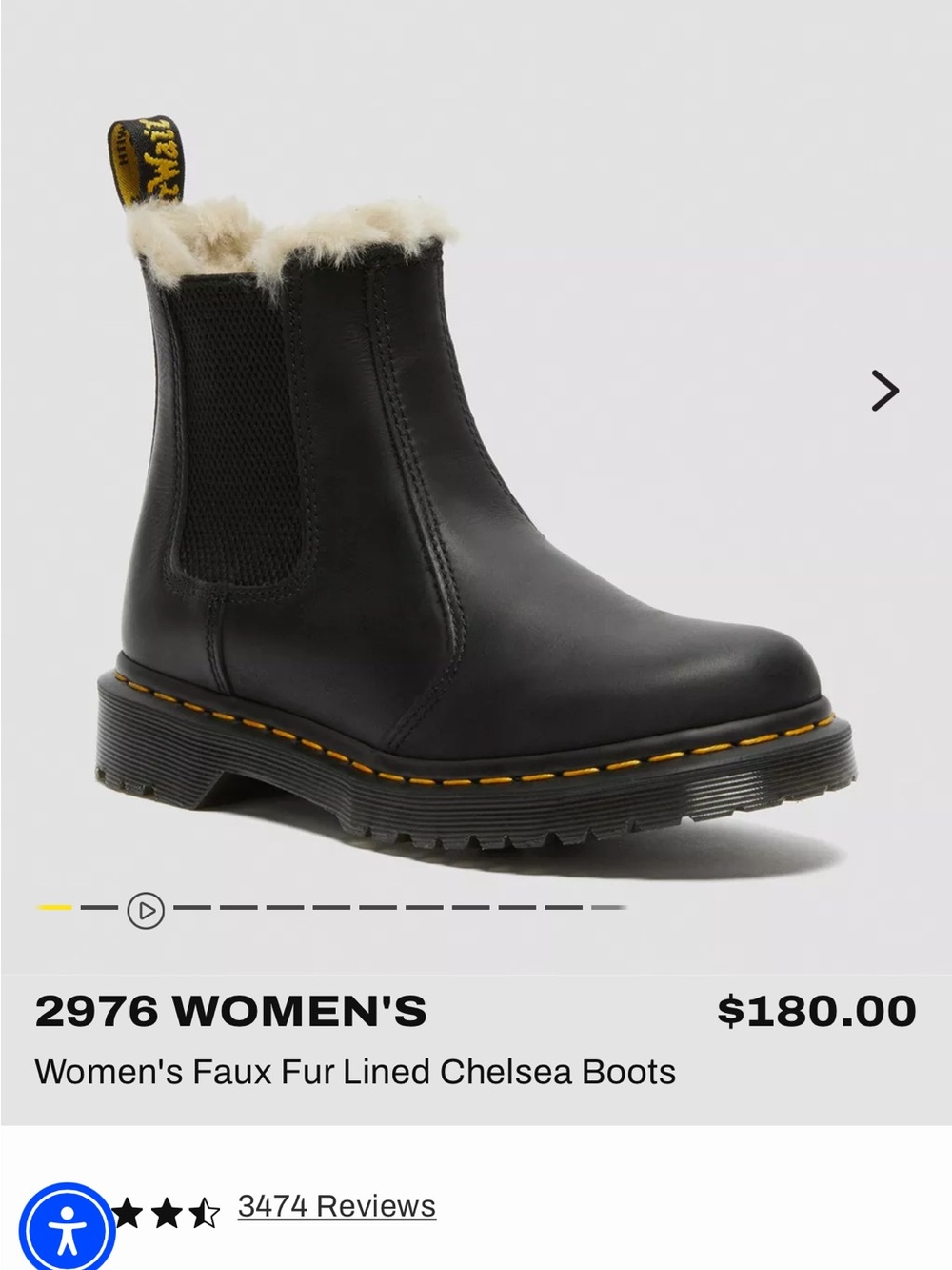Dr. Martens Black womens faux fur lined Chelsea Boots - Picture 3 of 3